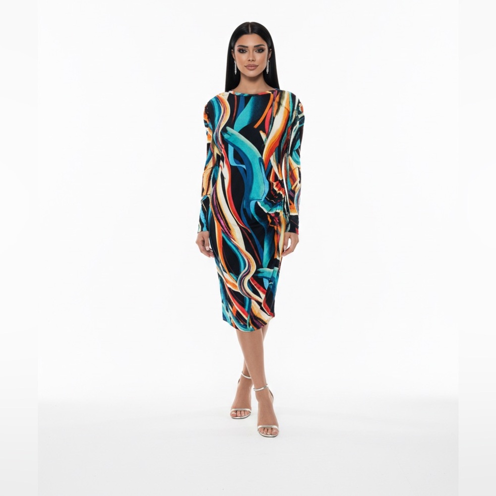 Multicolor Abstract Print Dress Nine West size L